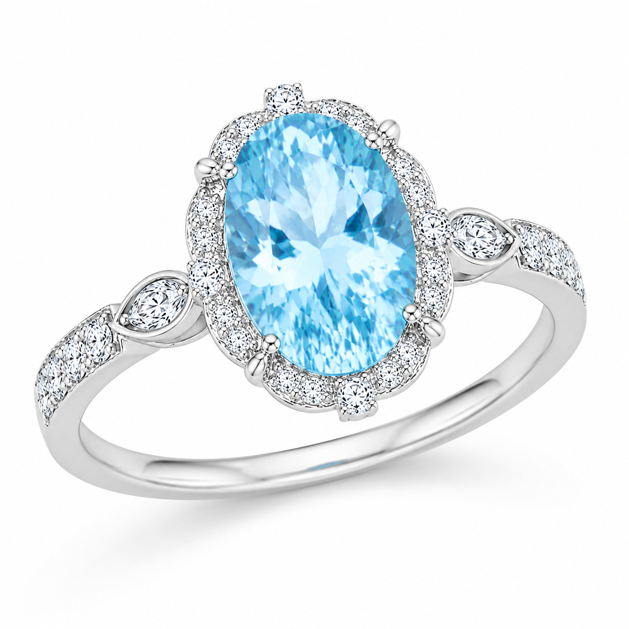 6 CT Oval Cut Sky Blue Topaz Gemstone Ring, Natural Blue Gemstone Rings