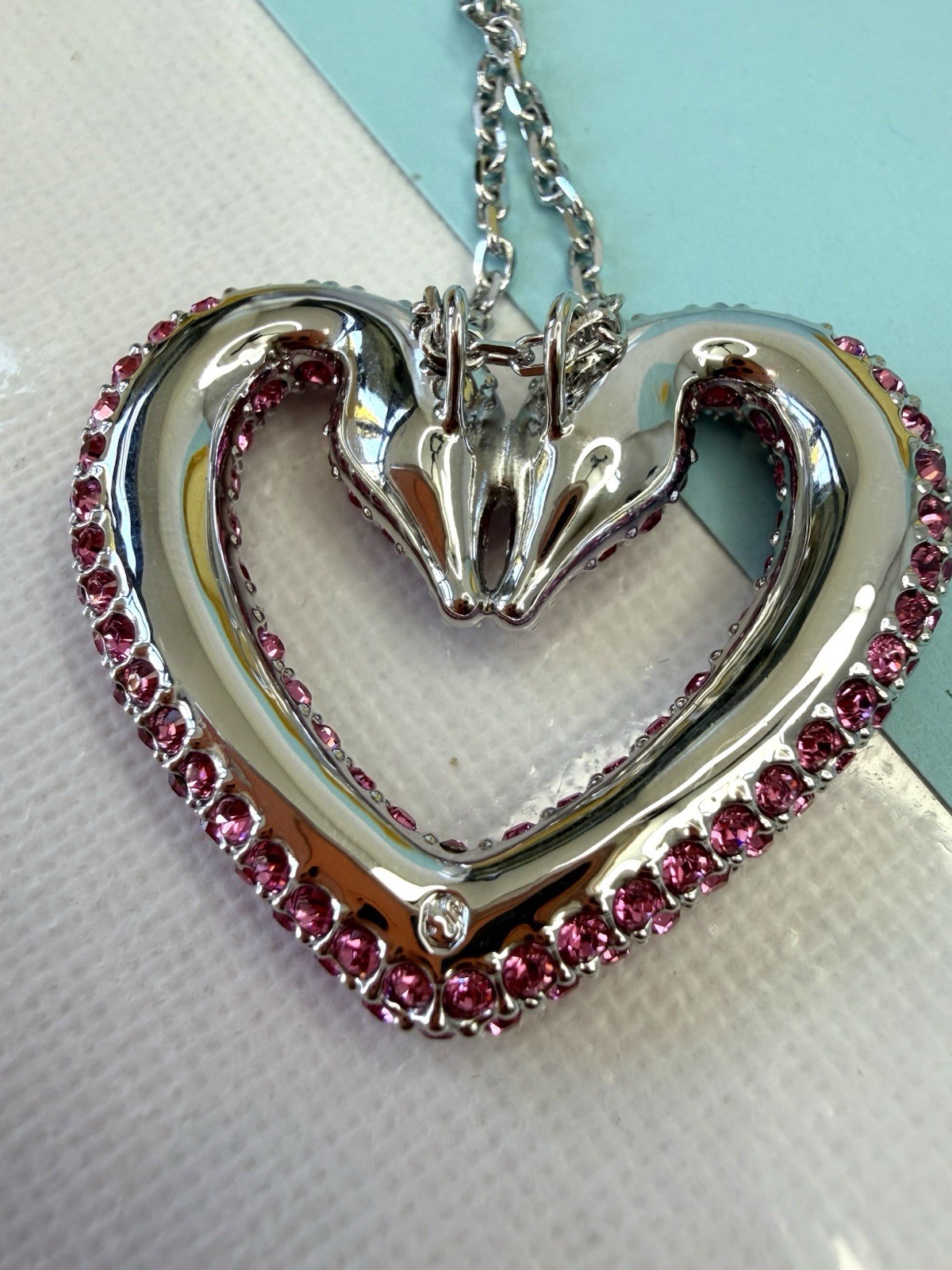 SWAROVSKI Heart Necklace Sublima Pendant Large Pink Crystals New Boxed