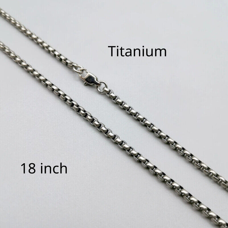 Pure Titanium Box Chain Necklace 3mm Men Unisex NO Allergic Skin Care Health 18″