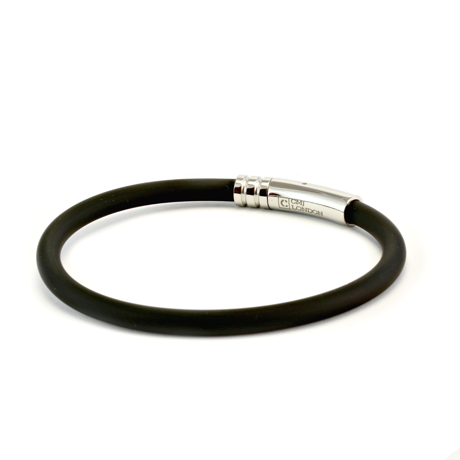 Men’s Chunky Rubber Bracelet-5mm Genuine rubber with Stainless Steel Clasp