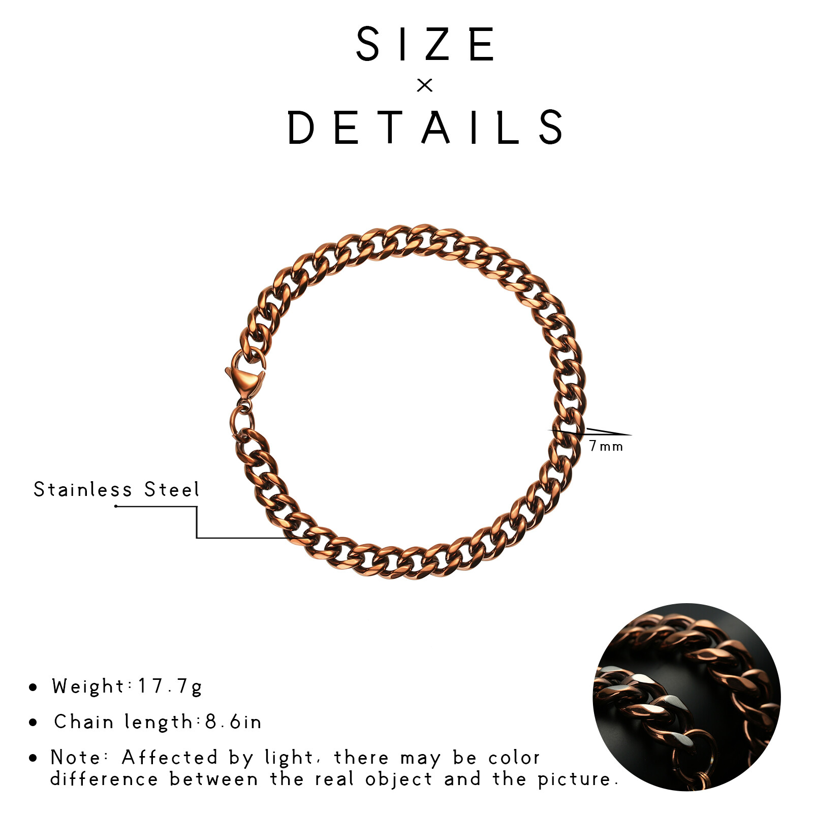 Stainless Steel Necklaces For Men Women Cuban Link Brown Basic Jewelry