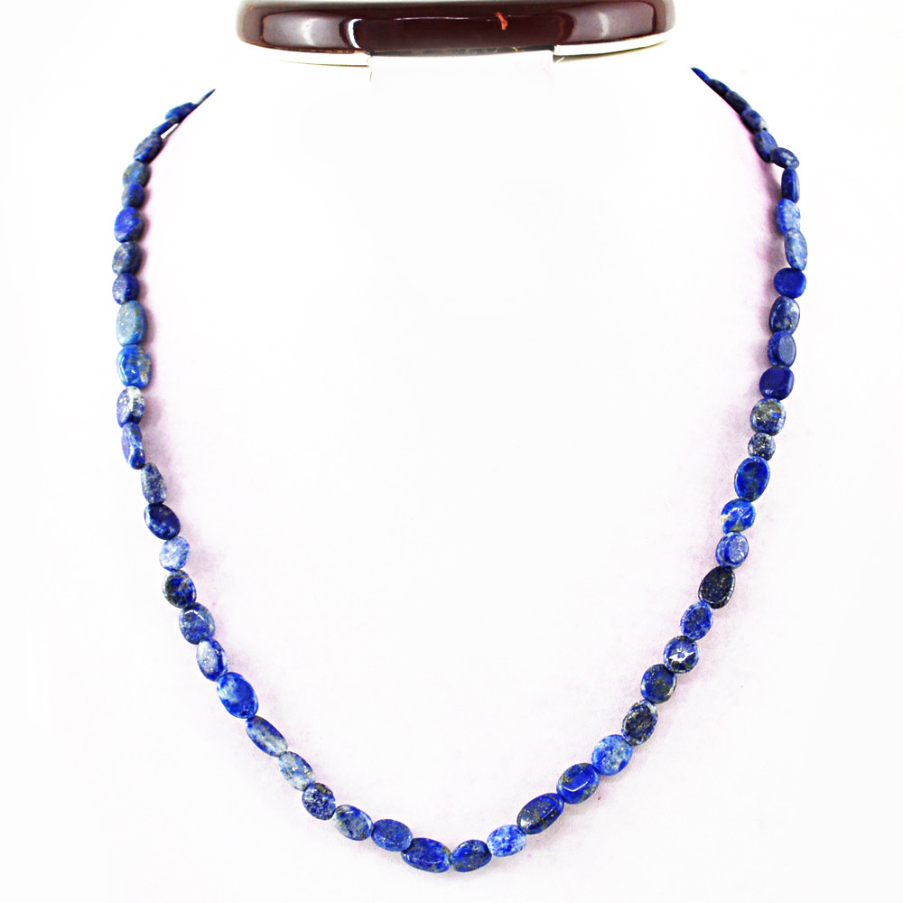 100.00 Cts Natural Single Strand Blue Lapis Lazuli Untreated Beads Necklace