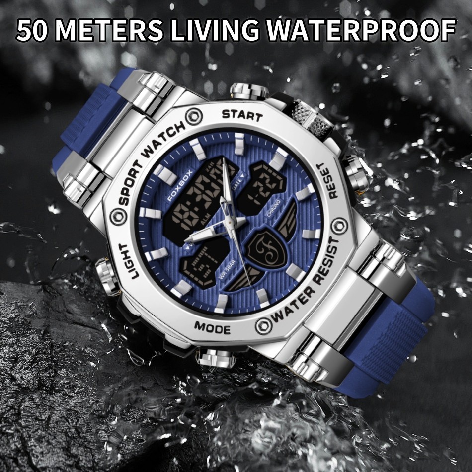 LIGE Men Sport Diver Big Watch Quartz Digital Waterproof Luminous Boy Wristwatch