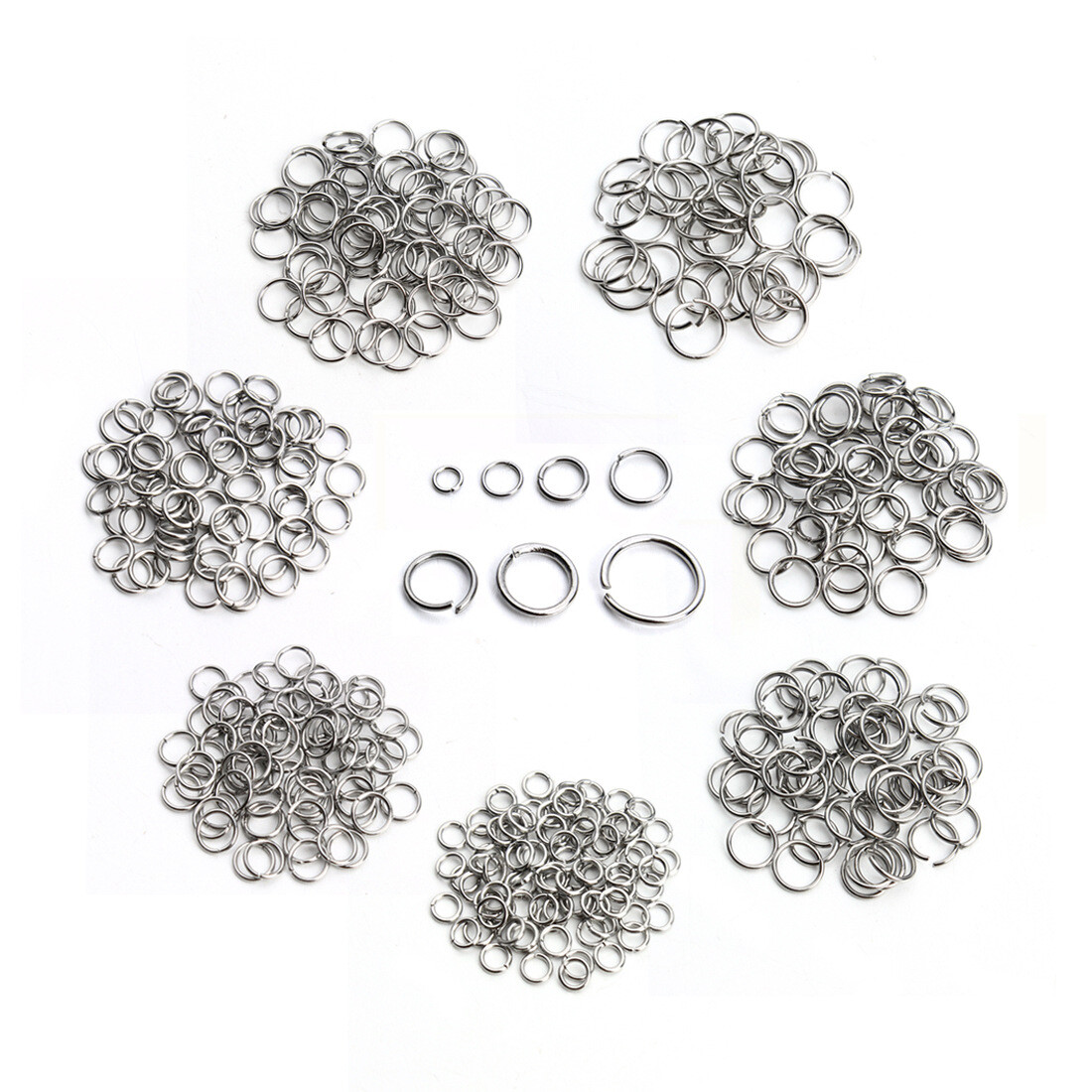 200pcs/lot Stainless Steel 3/4/5/6/7/8/10mm Open Jump Rings Connectors Findings