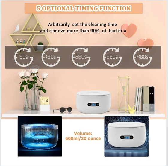 Ultrasonic Cleaner, Stainless Steel Tank & Digital Timer for Jewelry, Eyewear