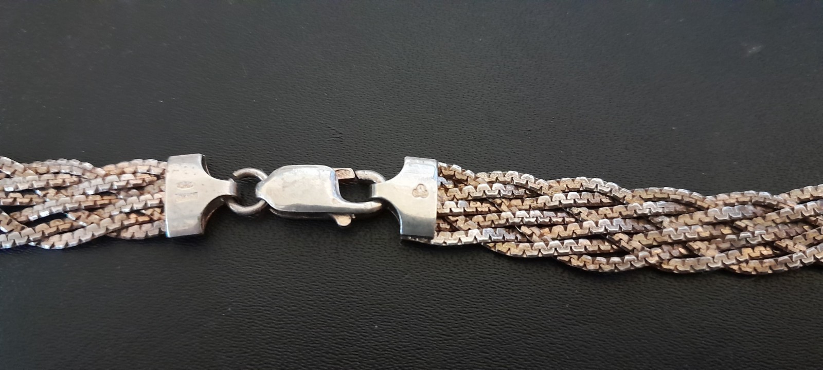 Vintage IBB 925 Sterling 7 Strand Braided Herringbone Necklace 23g 9mm