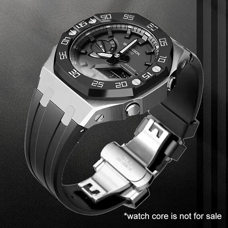 Steel Dial Bezel Mod Kit Case Band for G-Shock GA-2100 GA2110 Metal Rubber Strap