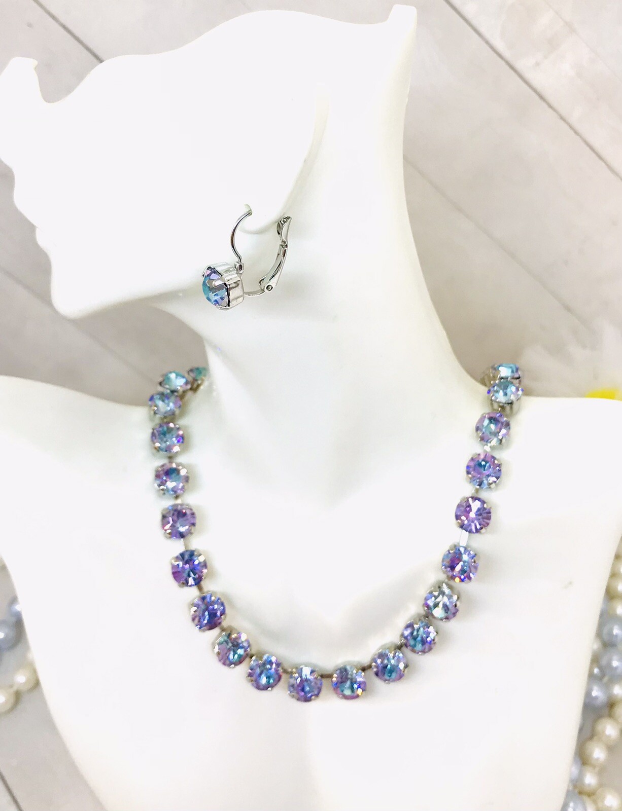 Vitrail Light Crystal Cup Chain Necklace, Lavender Crystal Tennis Necklace