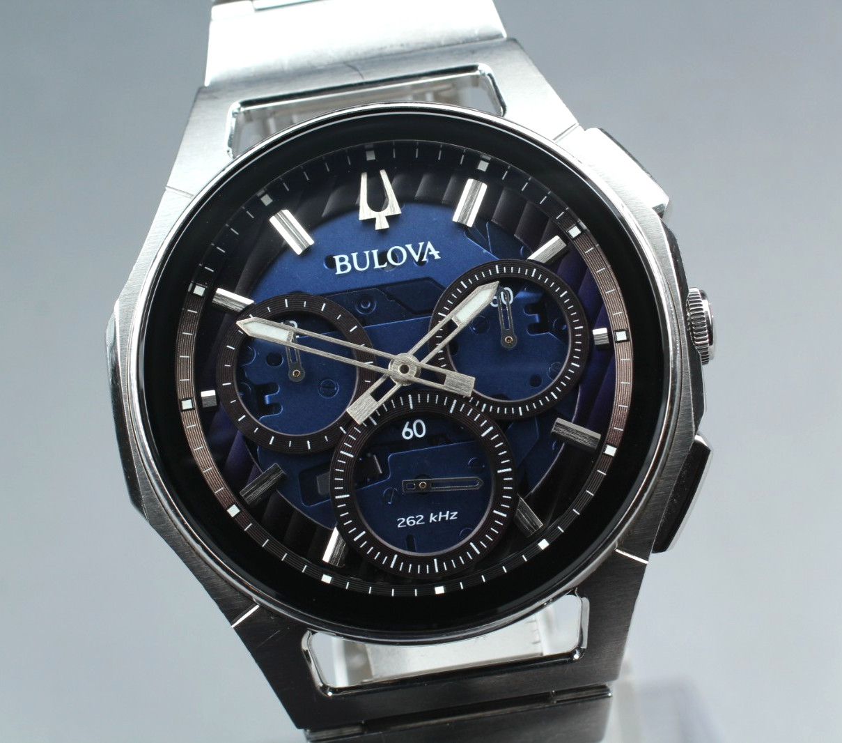 Bulova Curv 96A205 Chronograph Men’s Navy Dial Tuning Fork From Japan