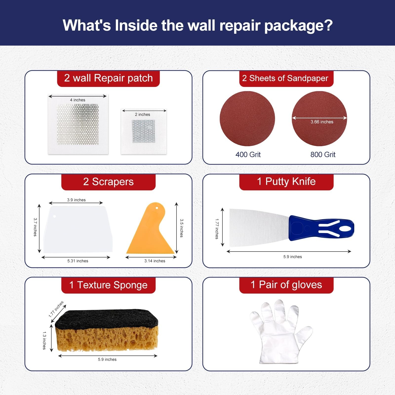 BONCART 8.6oz Drywall Patch Repair Kit – Professional All-in-1 Tool Set (Scra…