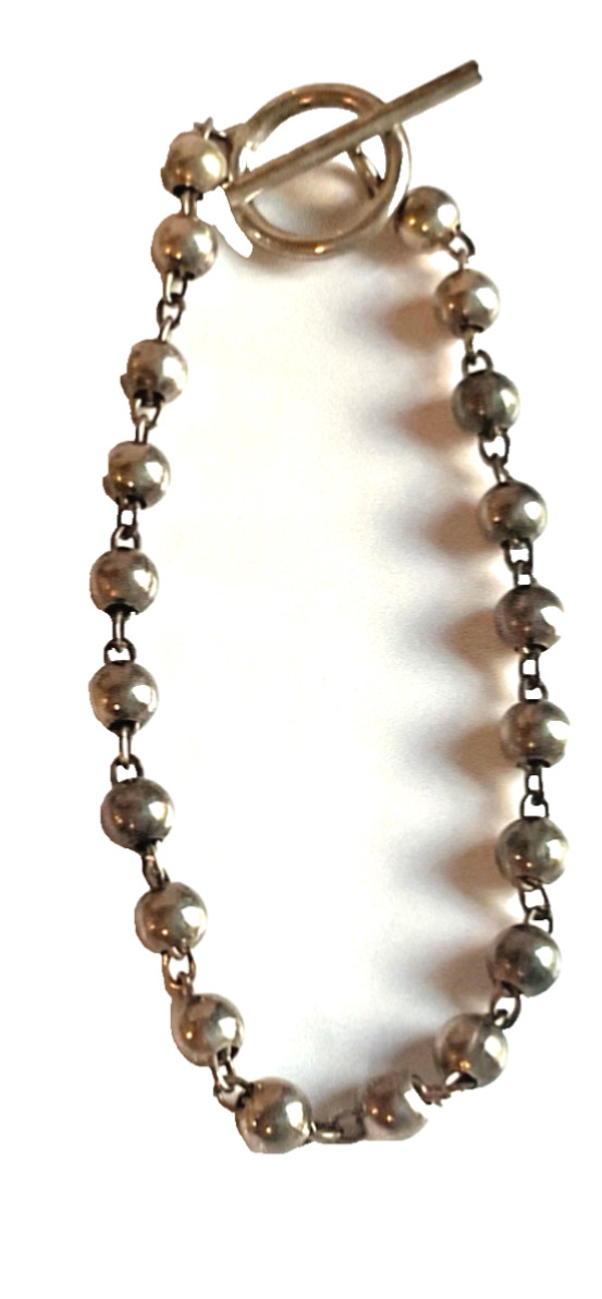 Vintage Italy Sterling Silver 925 Ball Bead Toggle Bracelet – 8.19 grams
