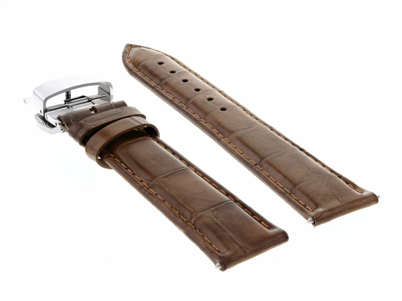 20mm Light Brown Leather Replacement Watch Strap Deployment Clasp For Tag Heuer