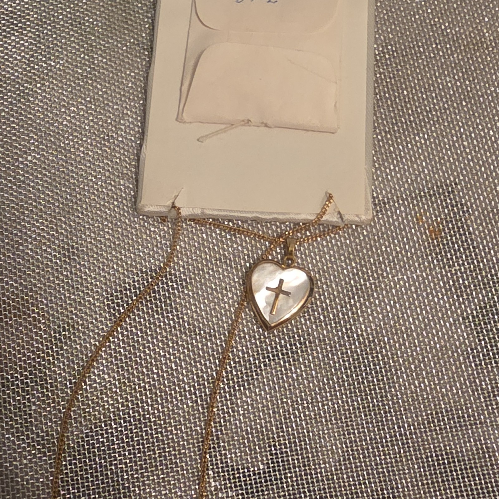 Barrows Signed Engraved Gold Tone Heart Charm Cross Pendant Chain Necklace