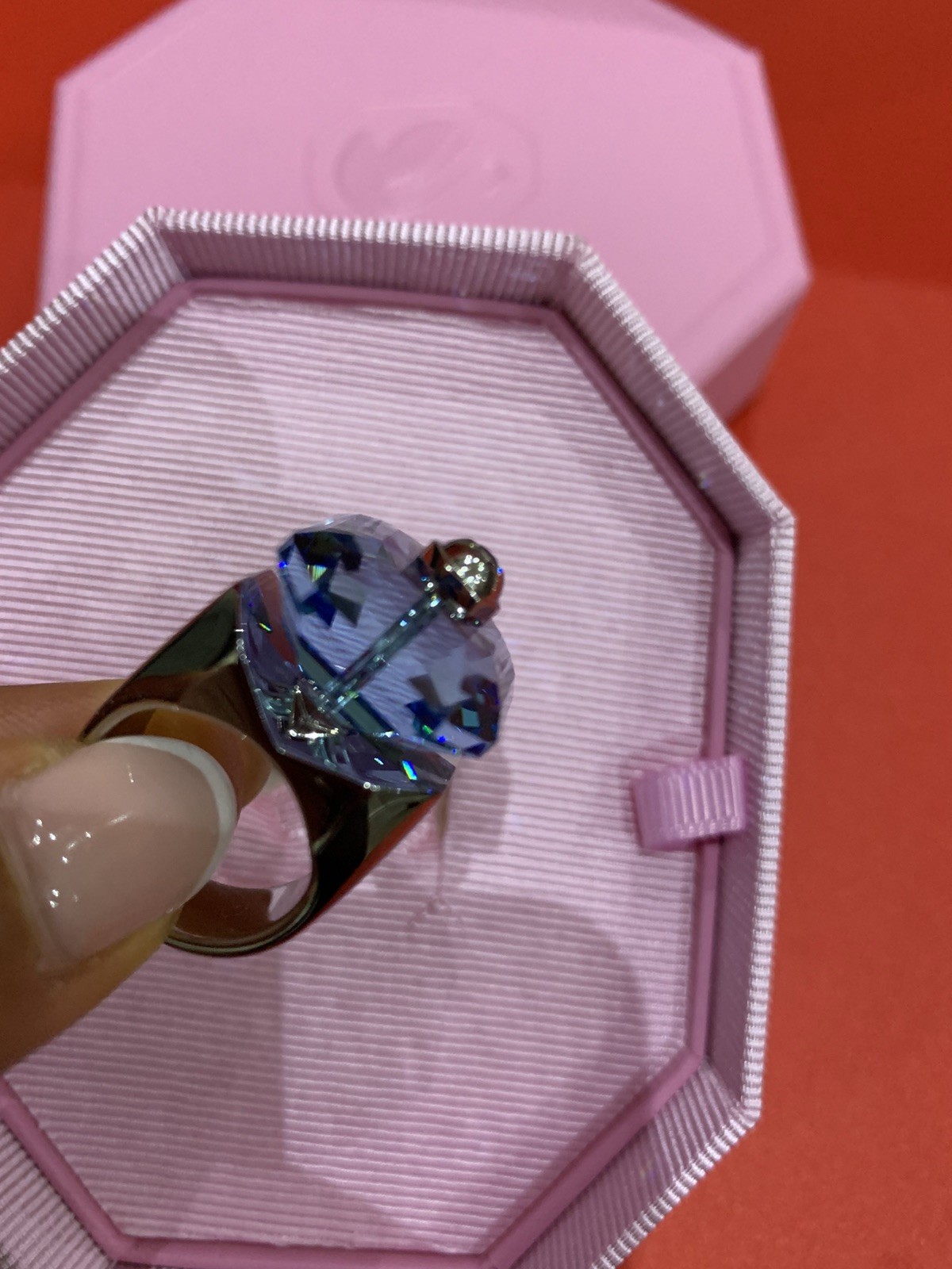 SWAROVSKI Numina ring Square cut Blue Rhodium plated ring size 52 + Gift bag💕