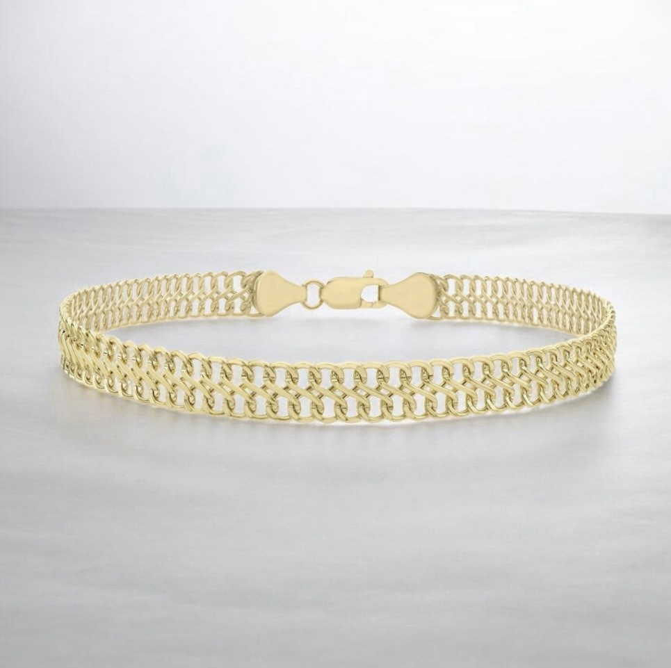9ct Figure-8 Curb Bracelet Yellow Gold 19cm Long 6mm Wide HALLMARKED RRP £495