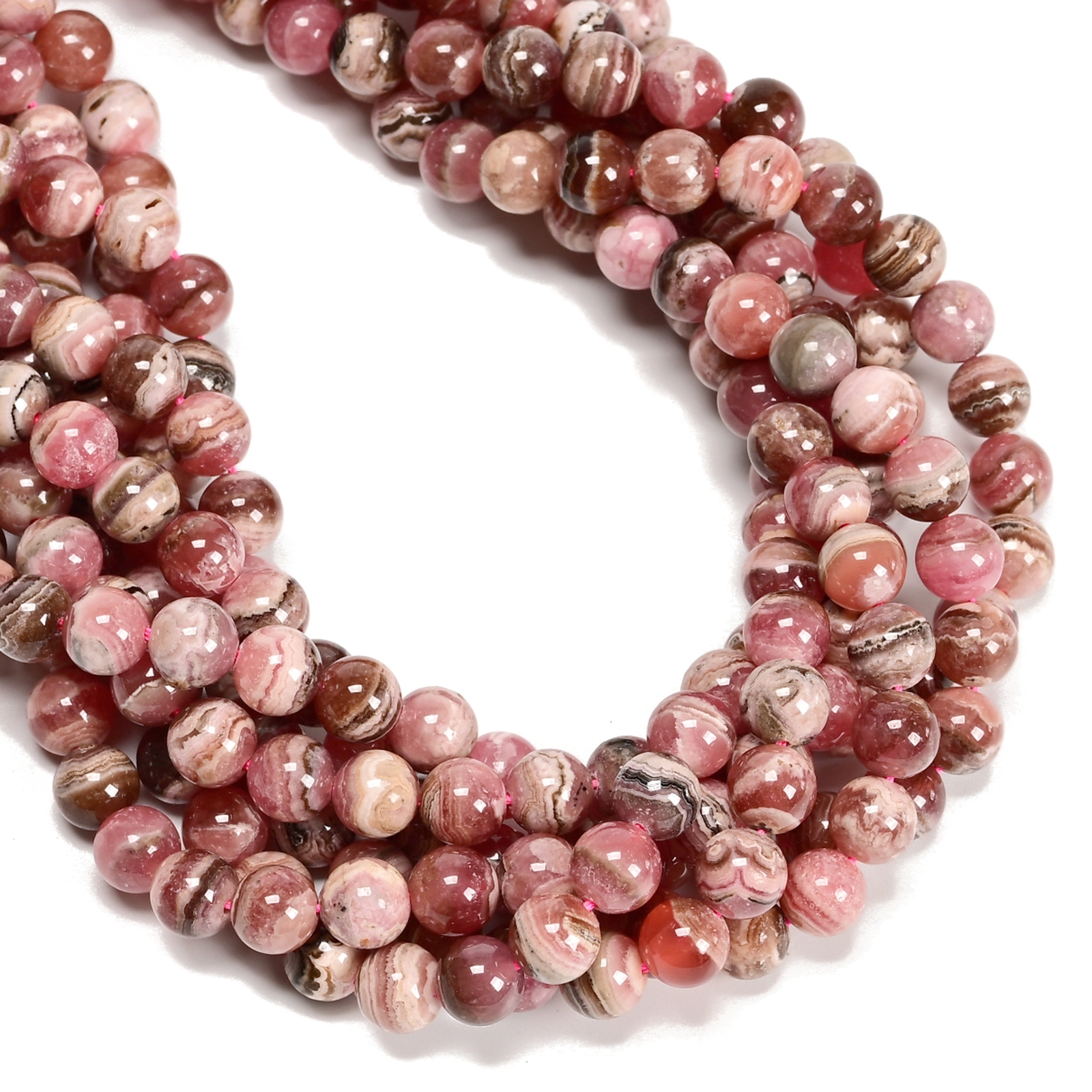 Natural Grade A Rhodochrosite Smooth Round Beads Size 6mm 8mm 10mm 15” Strand