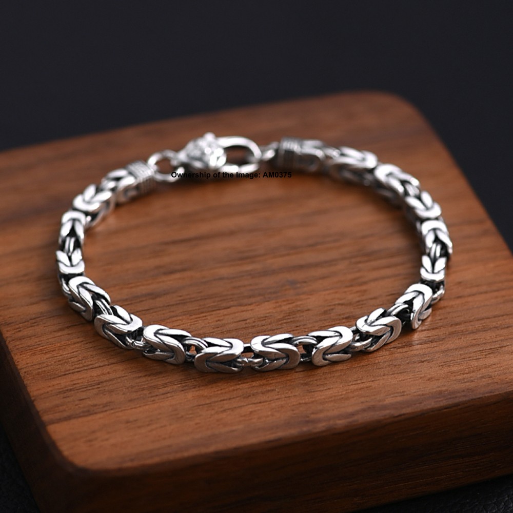 Pure 925 Sterling Silver Square Byzantine Chain Bracelet 5mm Link Unisex Jewelry