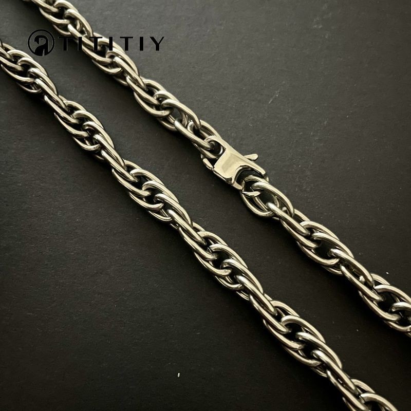 New Pure Titanium Twisted Necklace Wide 7mm Anti Allergic Trendy Personality