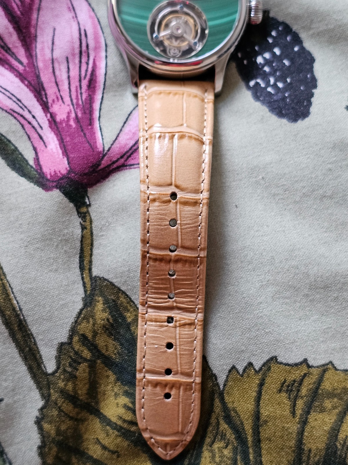 Merkur Malachite Dial Tourbillon Manual Wind Watch