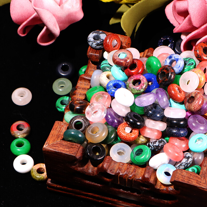 Natural Mini Stone 4x10mm Big Hole Beads Charms Healing Mix for Jewelry making