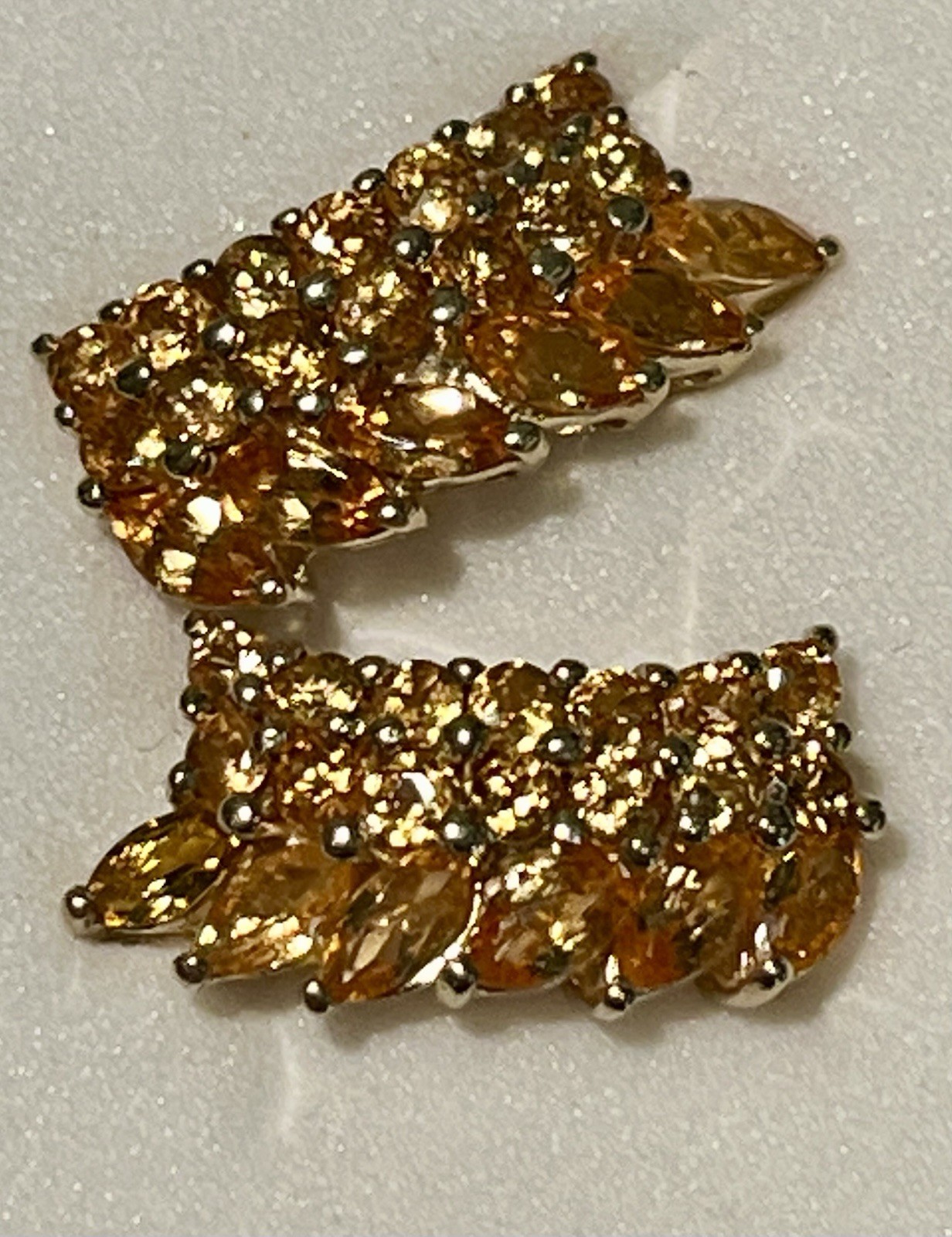 10K Gold Earrings With 40 Total Citrines, Post, 2.22gr, 11/16”L Vintage Estate