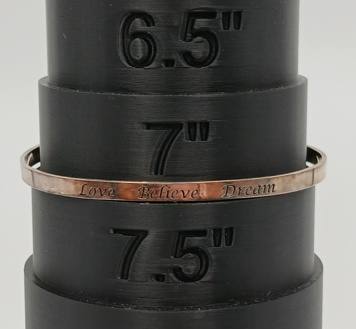 925 NVC Cuff Bracelet 2.5″ Narrow Sterling Silver 7g Engraved Love Believe Dream