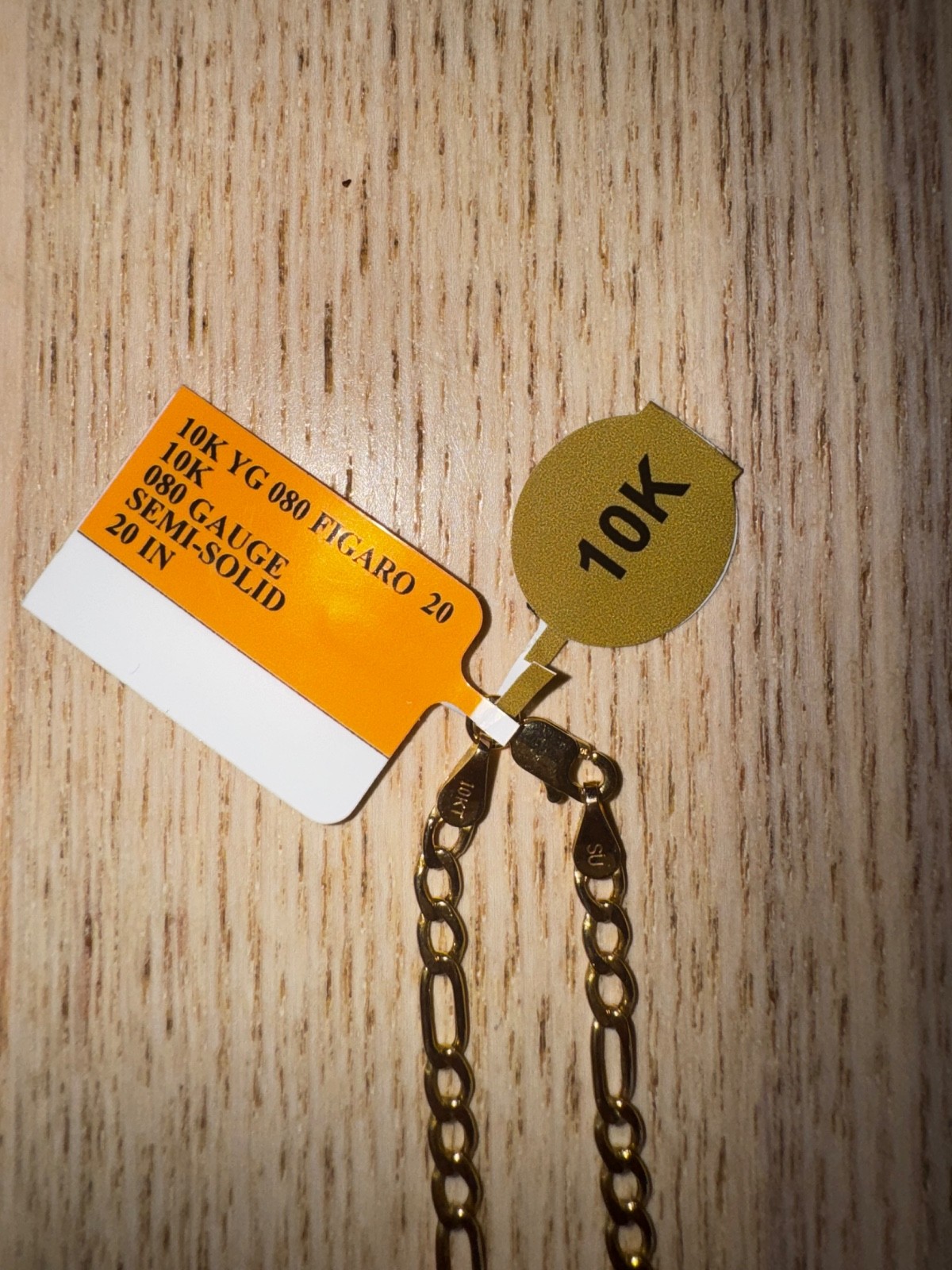 10k yellow gold figaro chain