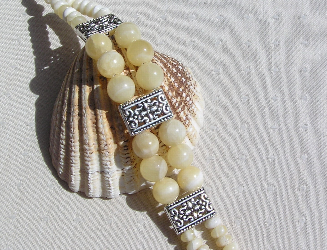 Honey Quartz & Yellow Aragonite Gemstone Beaded Bracelet “Ainslie” Free UK Post