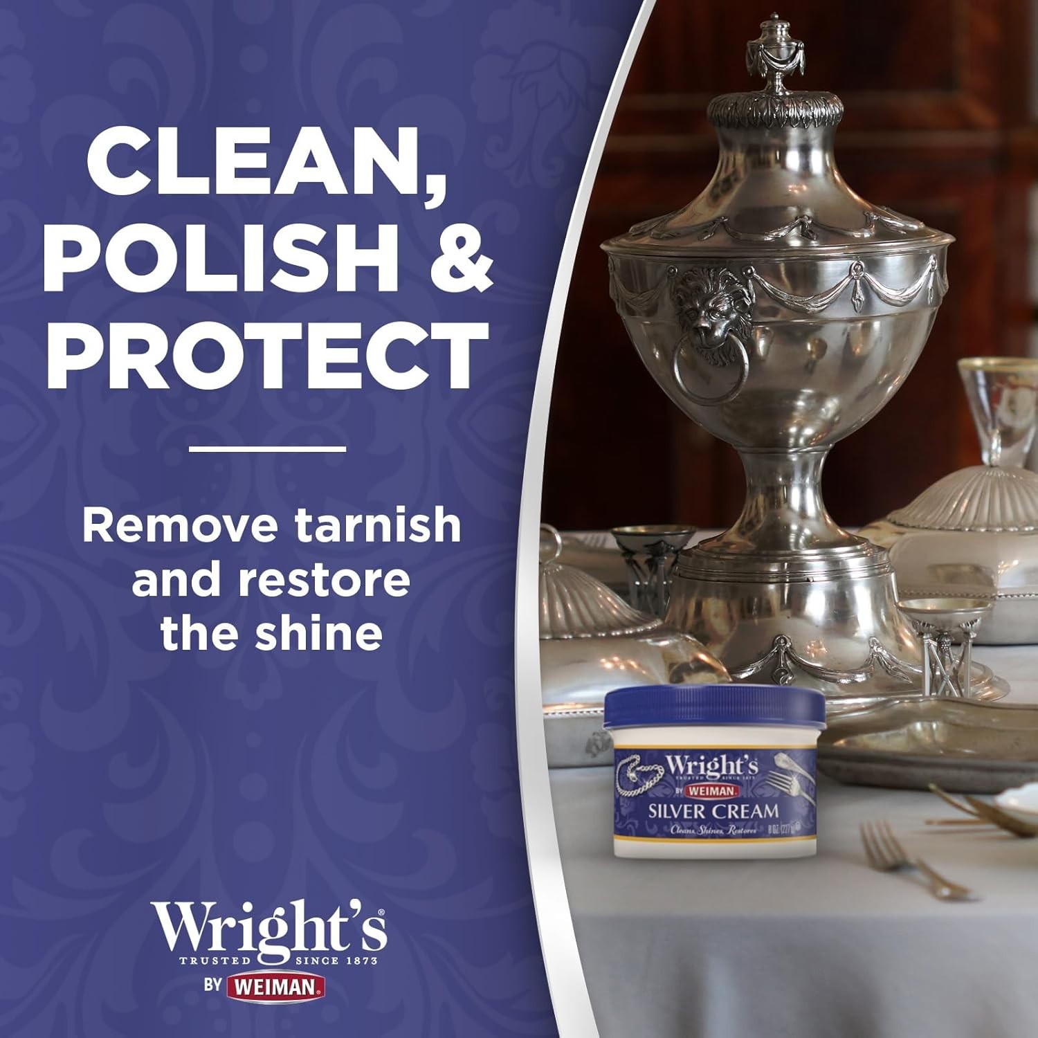 Gently Clean & Restore Silver with Wright’s Ammonia-Free Polish Cream – 8 oz