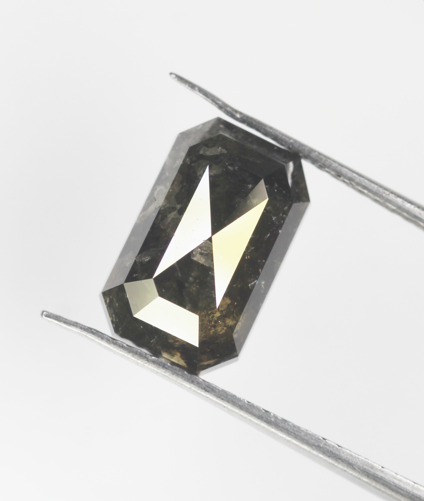 5.59 Ct Natural Loose Emerald Diamond Grey Color Emerald Shape Rustic Diamond