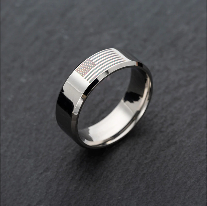 American Flag Ring – Stainless Steel Band – Size 6-13 America, USA – 8mm