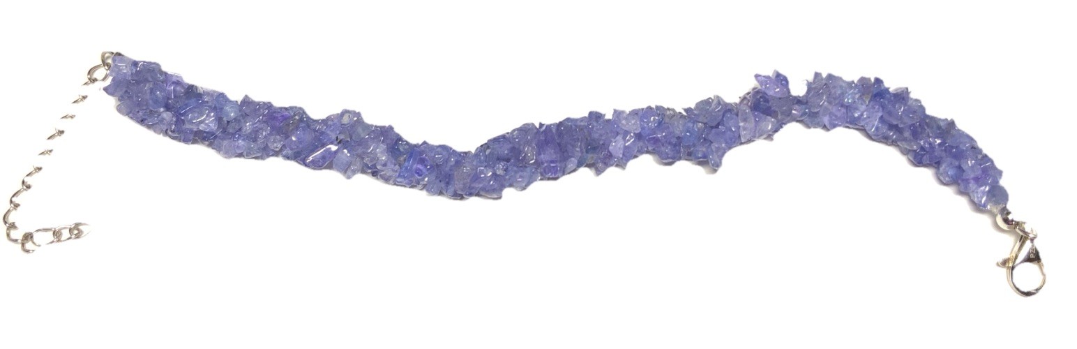 Sterling Silver 925 Amethyst Beaded Chain Bracelet 9.5-inches MA08