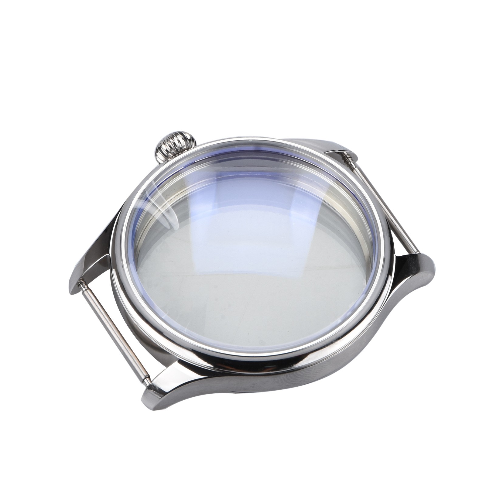 Silver 44mm Stainless Steel Watch Case For ETA6497/6498 Movement Replacement cc