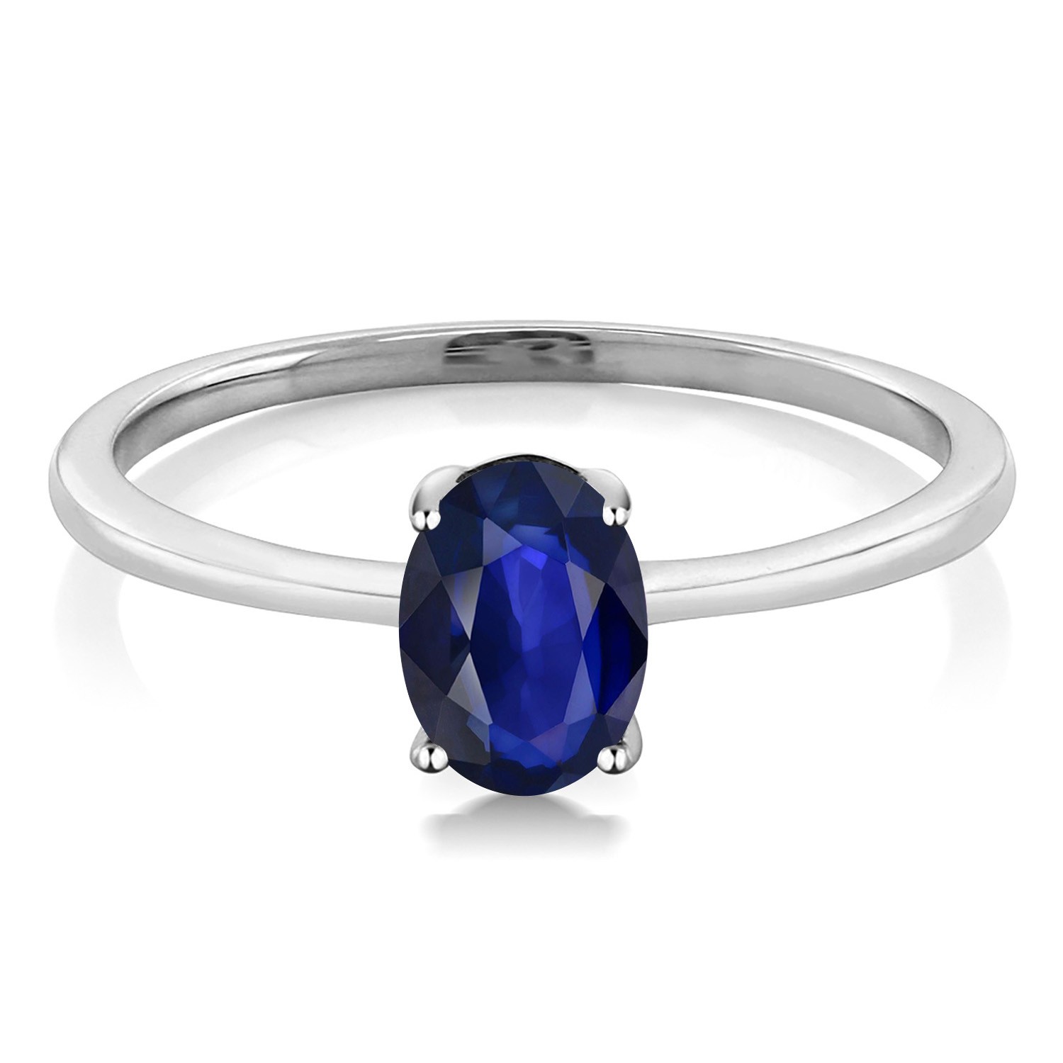 0.57 Ct Oval Blue Sapphire 10K White Gold Ring