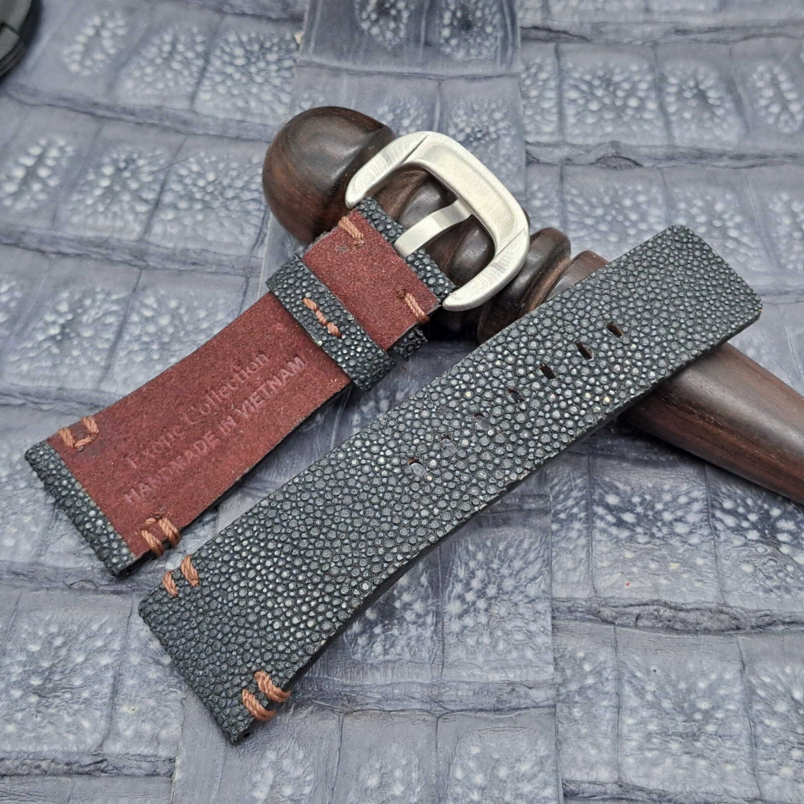 28mm/24mm Stingray Leather Watch Band Bespoke Exotic Leather Minimalist Design