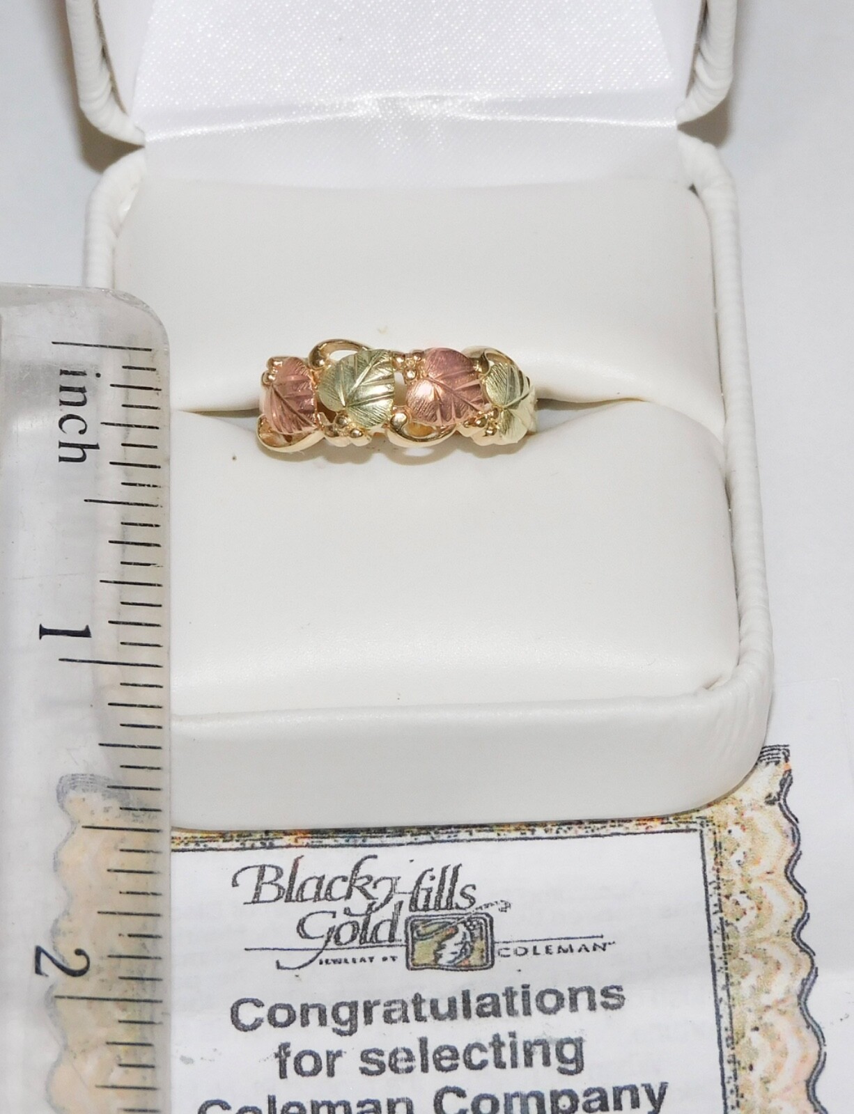 Black Hills Gold 10k Traditional Wide Band Leaves Ring Size 7