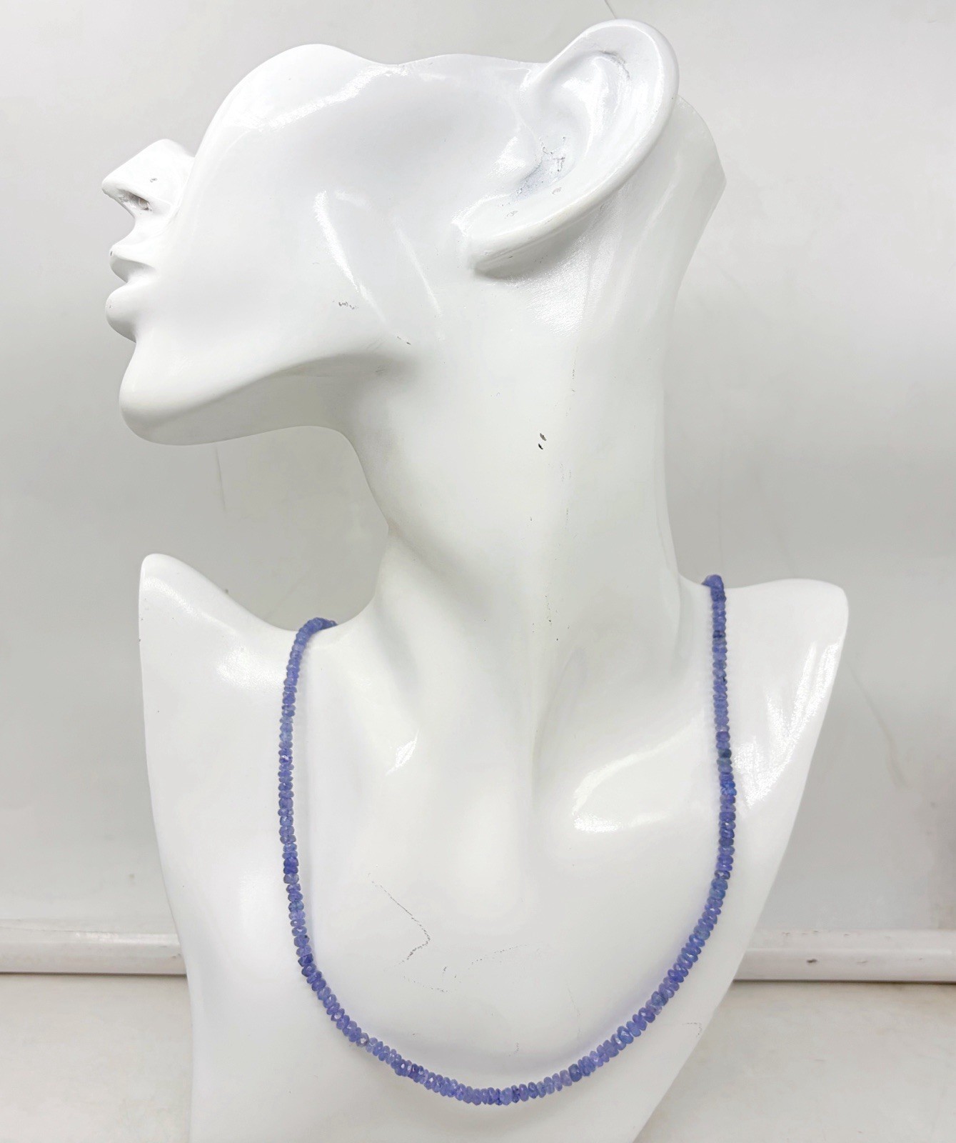 Natural Tanzanite Necklace 20” 4–5mm Faceted Gold Plated Clasp