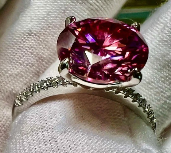 5.00 Ct Certified Round Shape Natural Pink Diamond Ring VVS1 White Gold Finish