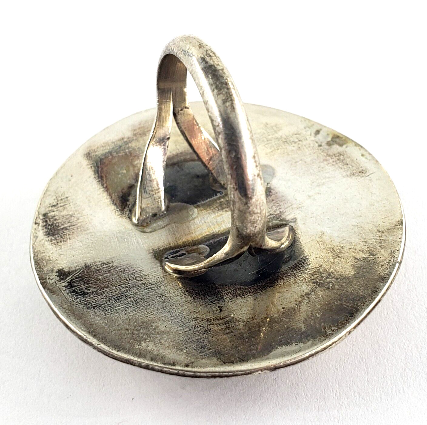 Vintage Sterling Silver Ring Womens Size 8.75 Turquoise Southwestern Circle Disc