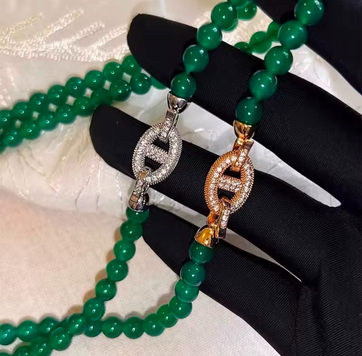 Natural Green Chalcedony 14K Gold Filled Chain Necklace Birthday Gift Women