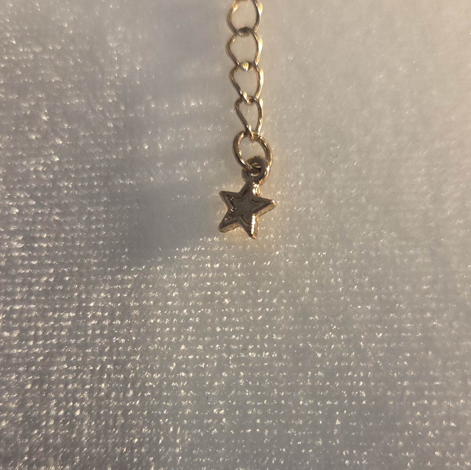 Gold Tone Beaded Ball Chain Necklace Crystal Pavé Pendant Star Charm Adjustable