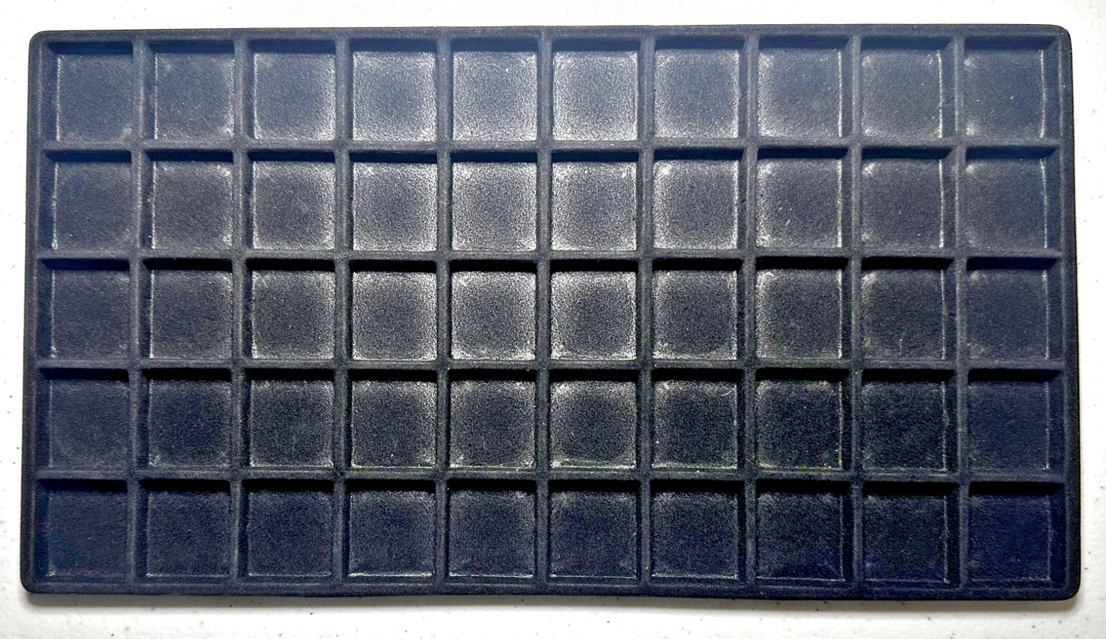Used Lot of 25 – Black Plastic Flocked 50-Compartment Jewelry Tray Liners.