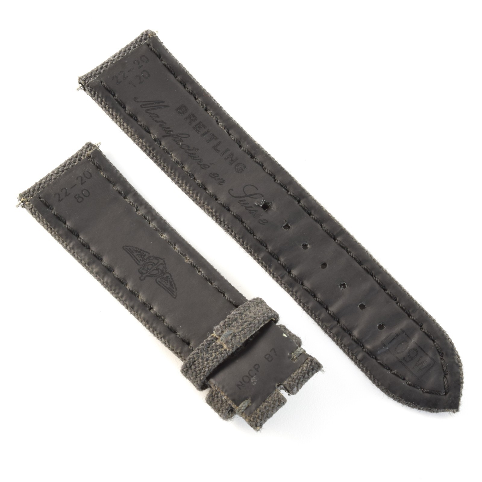 Breitling Anthracite Dark Grey 109W Nylon Gents 22mm to 20mm Wide Watch Strap