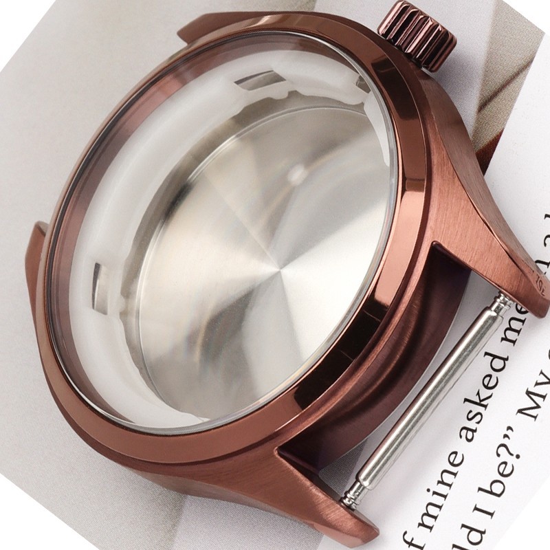 FEIYASHI Brushed Watch Case Rose Red Steel 40mm For Seiko NH35 ETA 2824 Movement