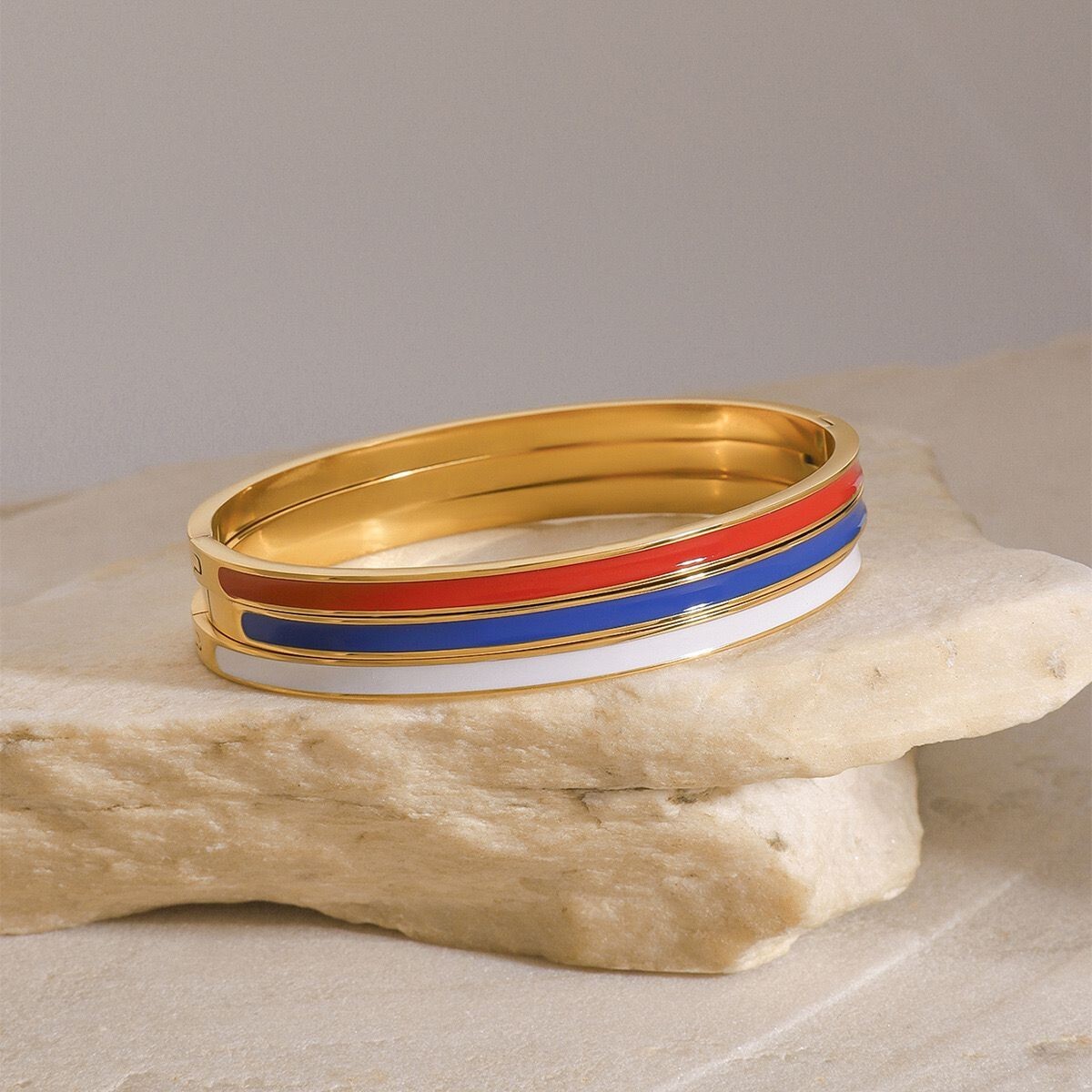 3 Colors Woman 18K Gold Plated Enamel Bracelet Bangle Cuff