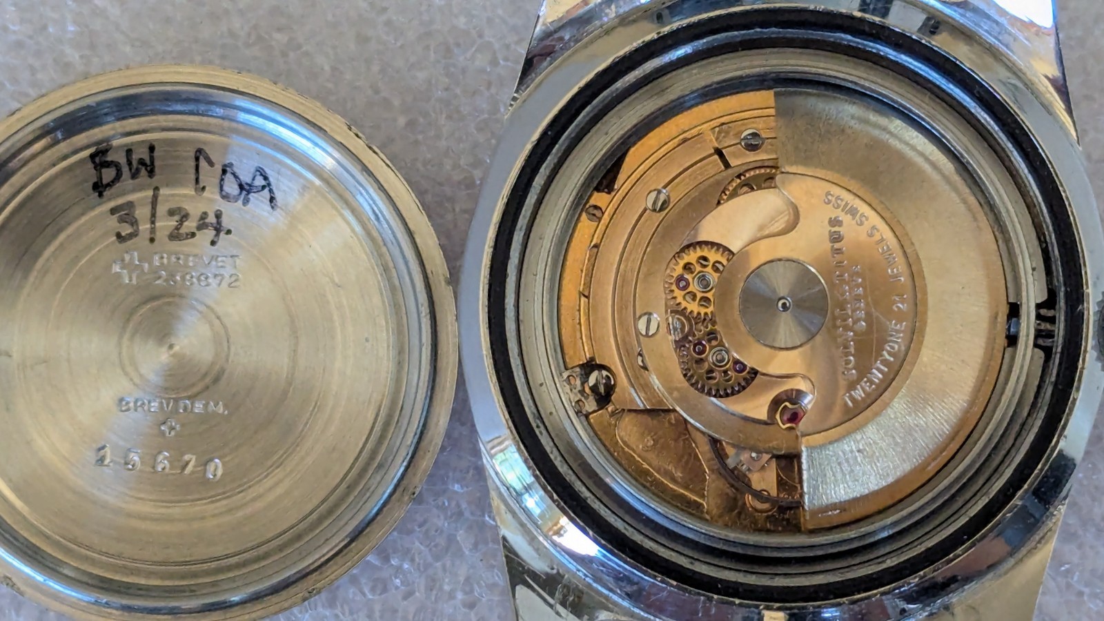 Vintage Titus Calypsomatic 7085 RARE Brown Dial Big Crown Model Caliber ETA 2472
