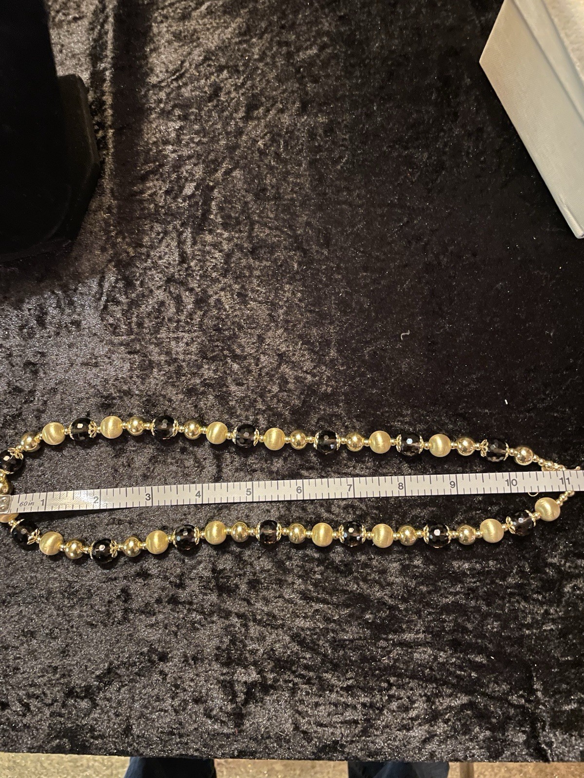 Veronese 18K Yellow Gold Clad Smoky Quartz Bead Necklace 22”w/ 2″ Extender QVC