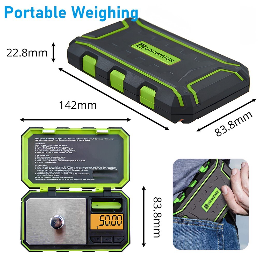 Green Digital Pocket Scale 200g x 0.01g Jewelry Gold Gram Herb Karat Weight USA