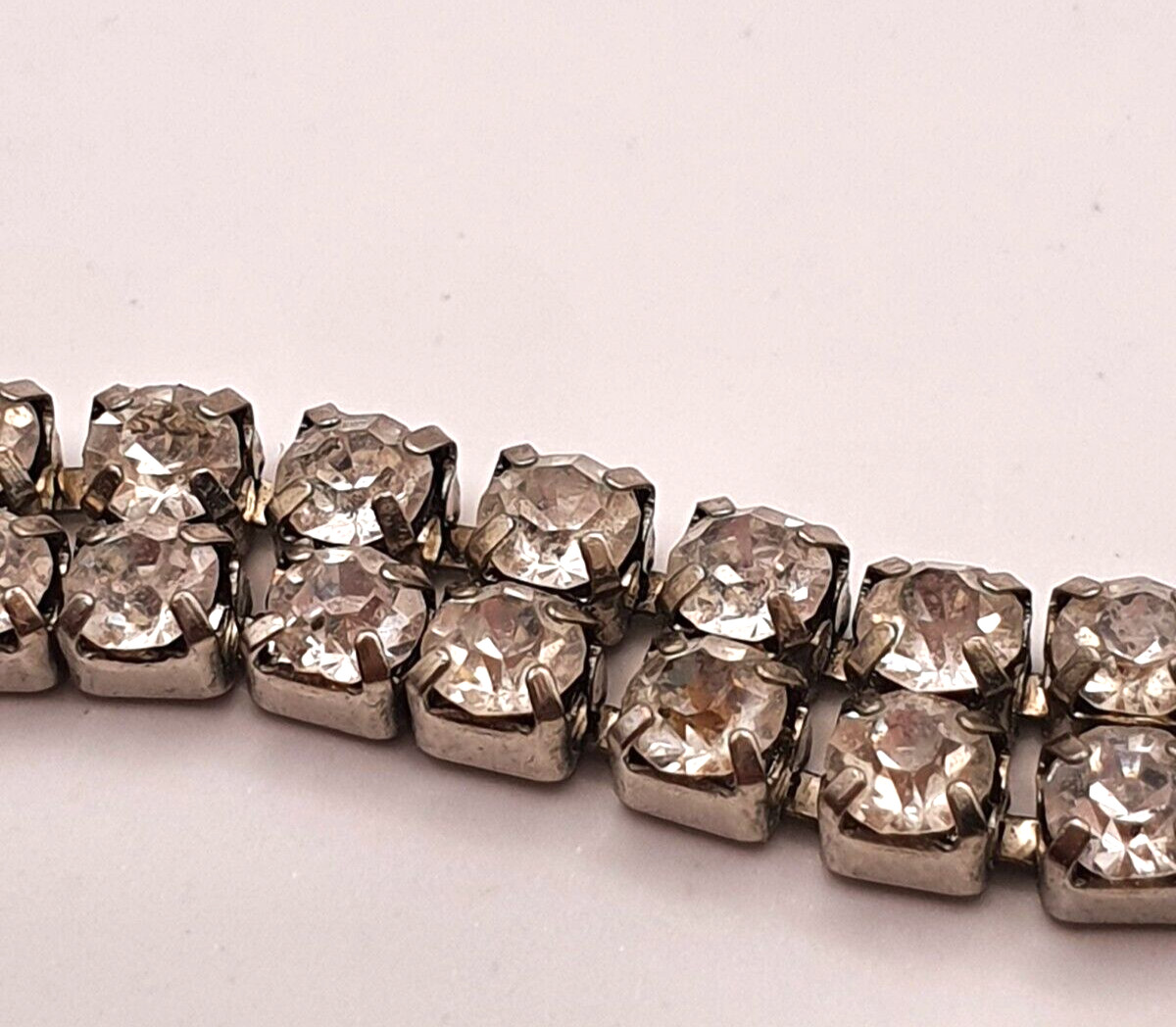 Child’s Minimalist Clear Rhinestone Silver Tone Small Neck Choker Necklace 36 cm