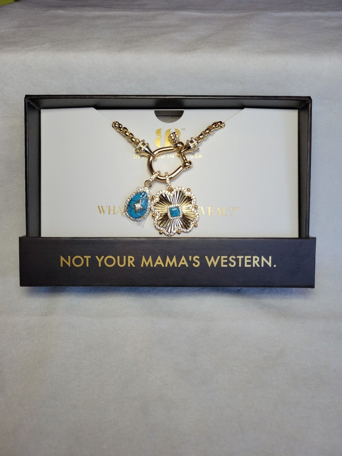 BP Outlaw Don’t Chase Me Gold Plated Turquoise Magnesite and CZ